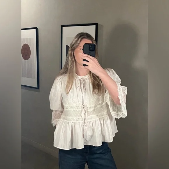 NWT FREE PEOPLE INTIMATELY Forever Young Bed Jacket | White Alyssum - Picture 12 of 16